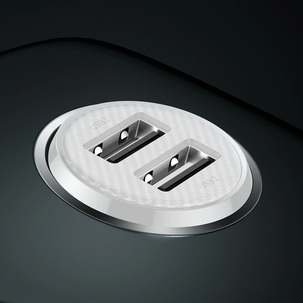 Automobilinis įkroviklis Baseus Grain Pro 2x USB 4.8A - Baltas