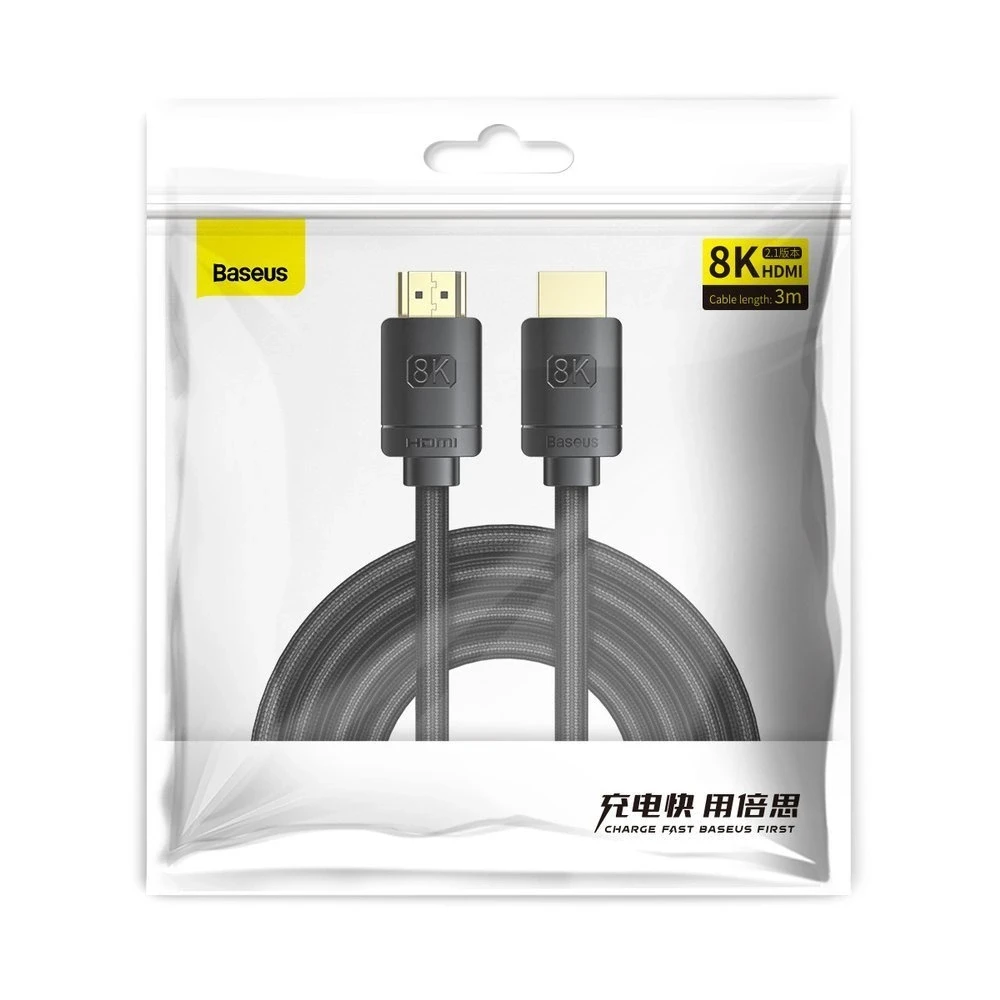 Kabelis HDMI-HDMI kištukai 3.0m (HDMI 2.1) juodas 8K 60Hz 48Gbps / 4K 120Hz, BASEUS