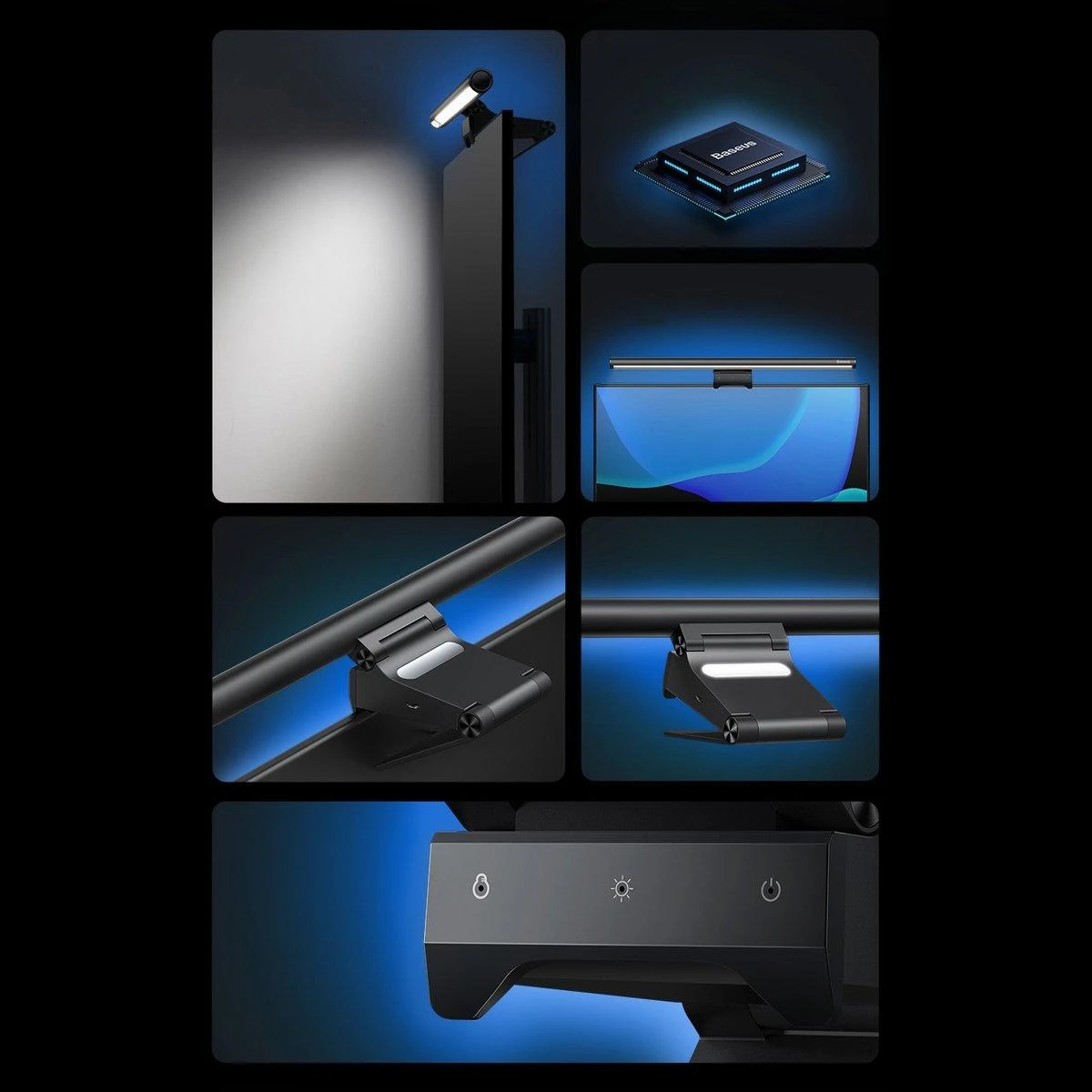 Baseus i-wok2 LED lempa stalinio kompiuterio monitoriaus ekrano apšvietimui, juoda (DGIW000101)