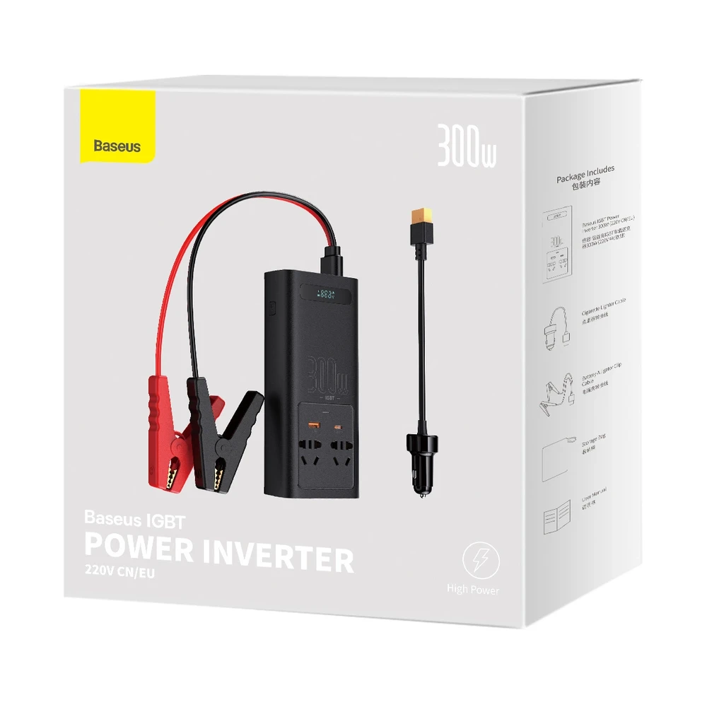 Power Inverteris Baseus 300W (220V CN/EU) - juodas