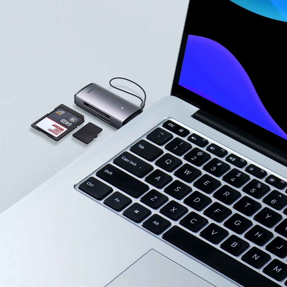 Baseus Lite serijos SD/TF atminties kortelių skaitytuvas, USB - pilkas