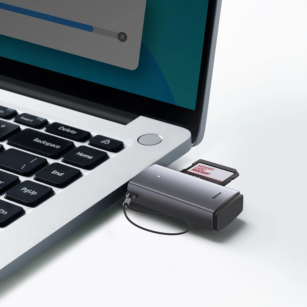 Baseus Lite serijos SD/TF atminties kortelių skaitytuvas, USB - pilkas