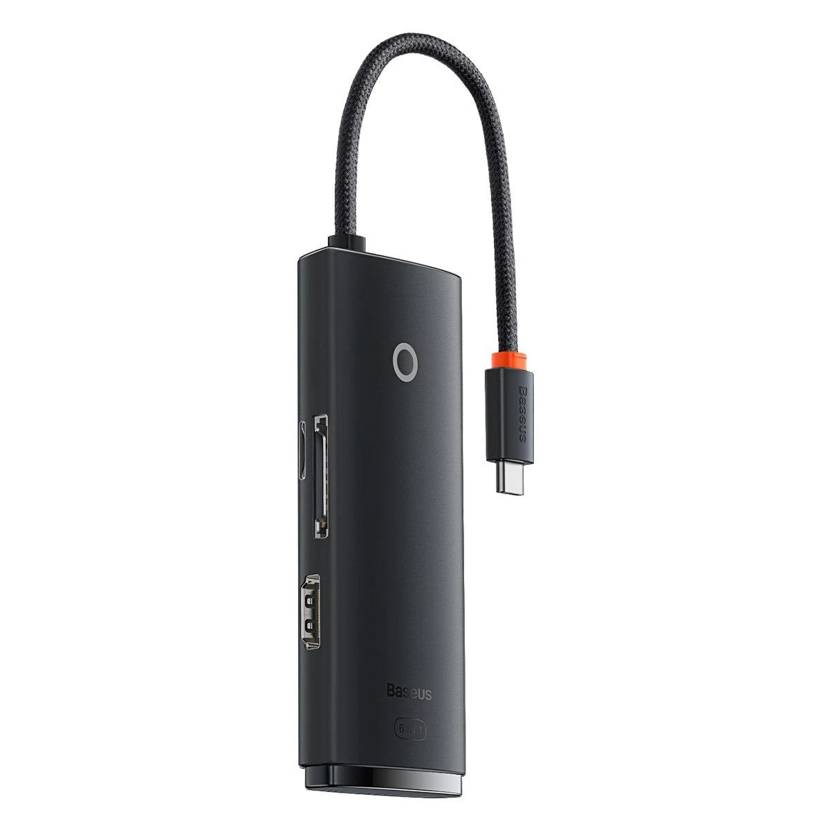 „Baseus Lite“ serijos šakotuvas 6w1 USB-C iki 2x USB 3.0 + USB-C + HDMI + SD/TF (juodas)