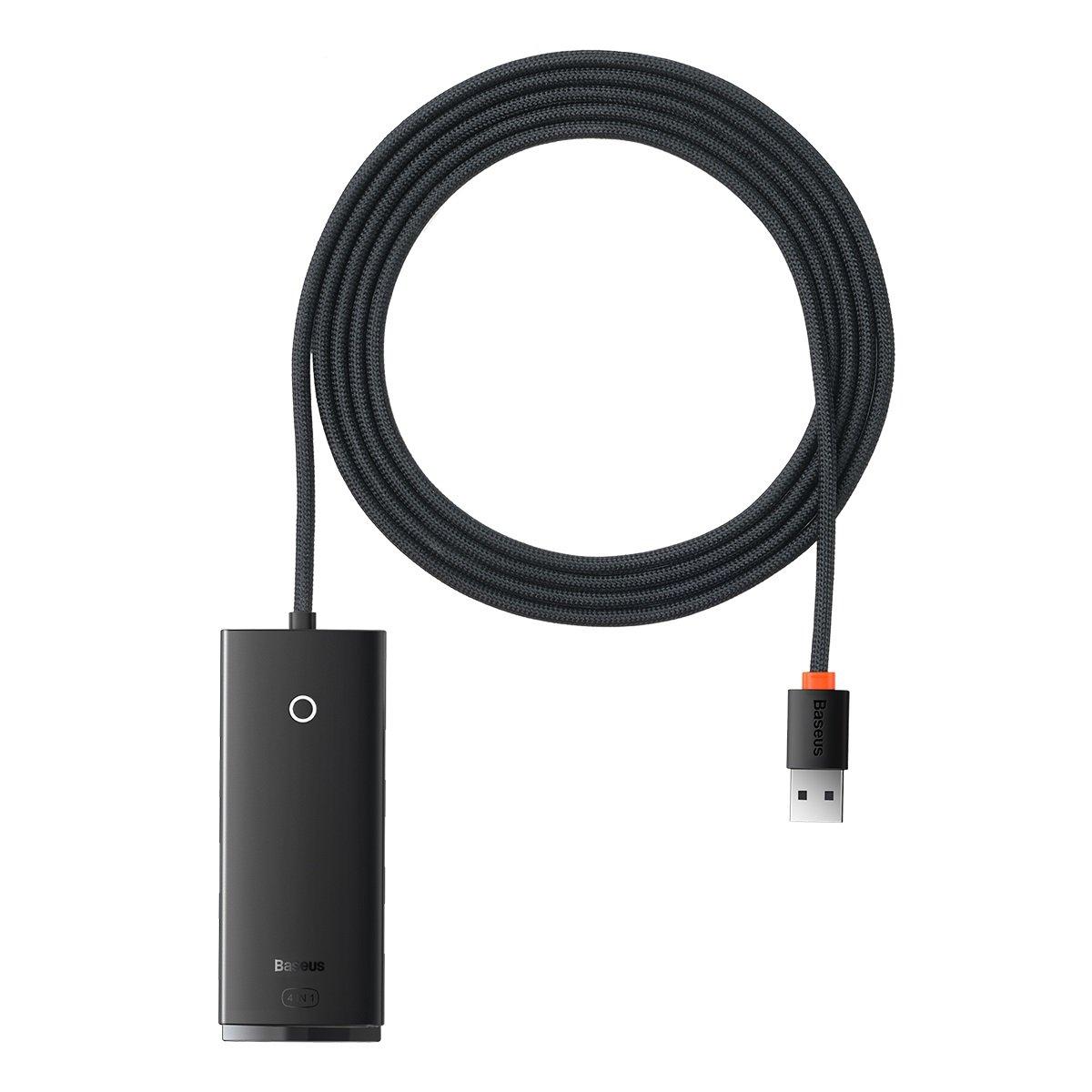 USB 3.0 šakotuvas - 4 prievadai - juodas - 2m - Baseus WKQX030201