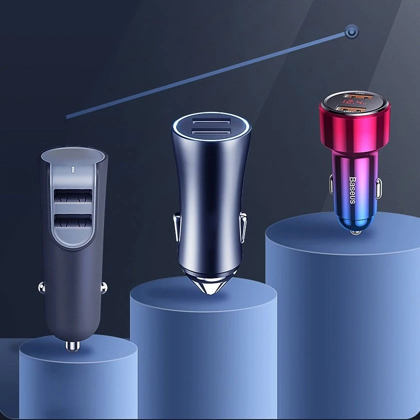 Dėklas Baseus Magic USB + USB-C QC 4.0 PD 45W automobilinis įkroviklis - juodas