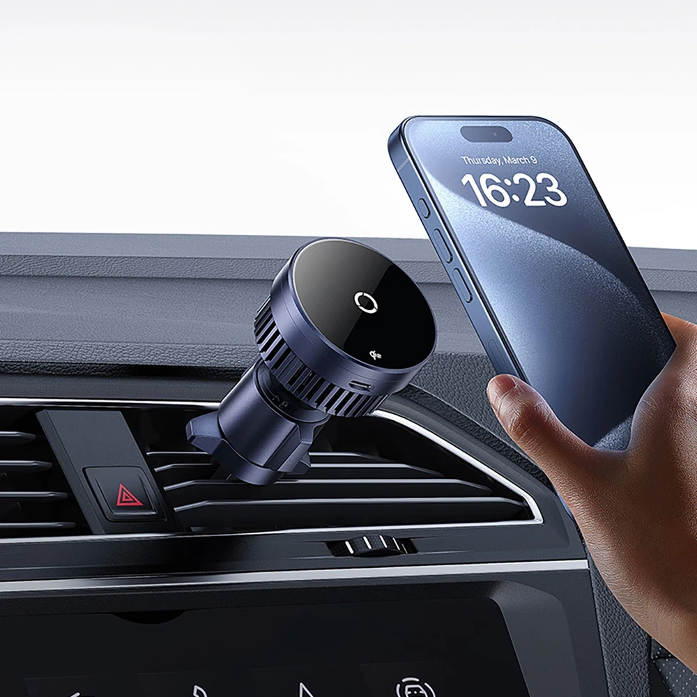 Automobilinis laikiklis su indukciniu įkrovikliu Baseus MagPro 15W Qi2.0 (juodas)