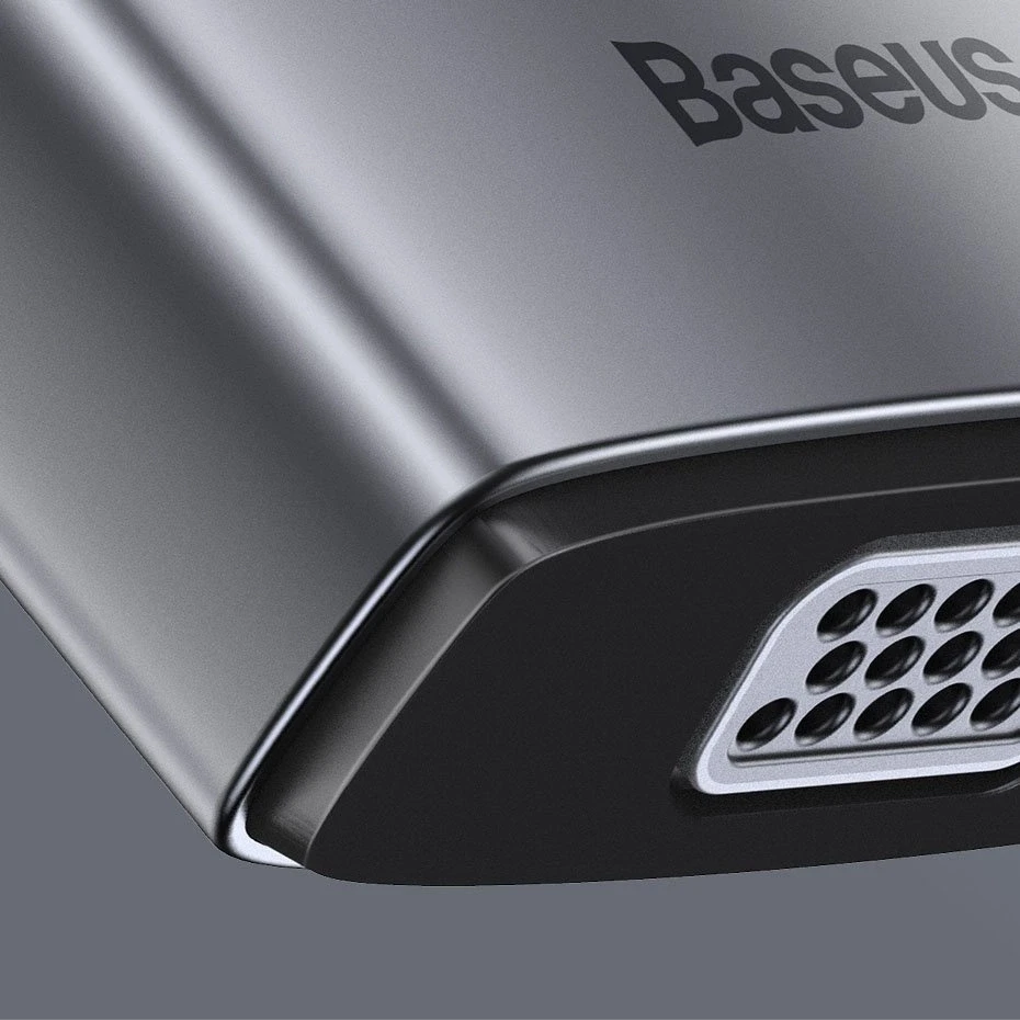 Šakotuvas 11in1 Baseus Metal Gleam Series USB-C į 3x USB 3.0 + 2x HDMI + USB-C PD + Ethernet RJ45 + Micro SD/SD + VGA + AUX