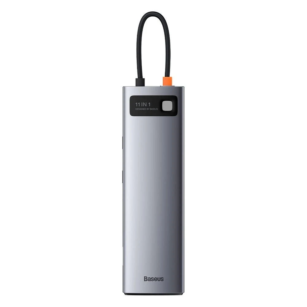 Šakotuvas 11in1 Baseus Metal Gleam Series USB-C į 3x USB 3.0 + 2x HDMI + USB-C PD + Ethernet RJ45 + Micro SD/SD + VGA + AUX