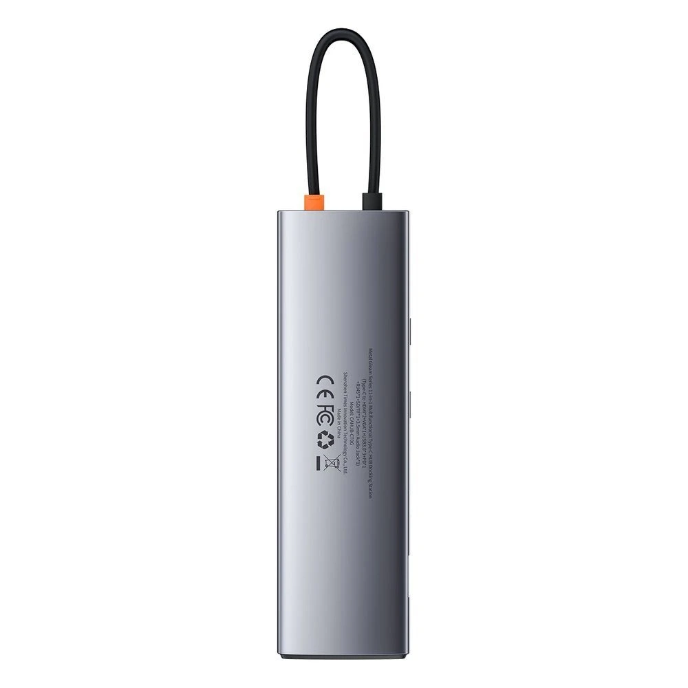 Šakotuvas 11in1 Baseus Metal Gleam Series USB-C į 3x USB 3.0 + 2x HDMI + USB-C PD + Ethernet RJ45 + Micro SD/SD + VGA + AUX