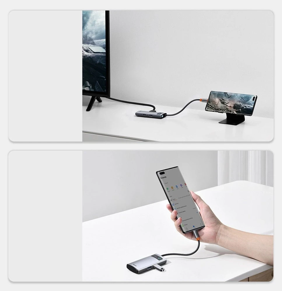 Jungčių stotelė / adapteris USB C kištukas - 4 rūšių jungtys Metal Gleam BASEUS