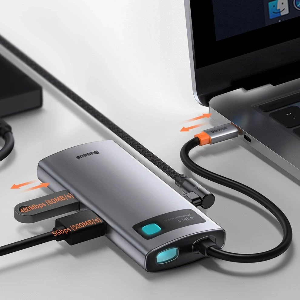 Jungčių stotelė / adapteris USB C kištukas - 4 rūšių jungtys Metal Gleam BASEUS