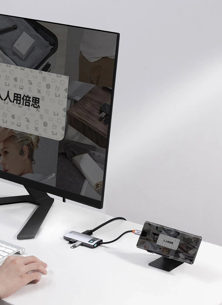 Jungčių stotelė / adapteris USB C kištukas - 4 rūšių jungtys Metal Gleam BASEUS
