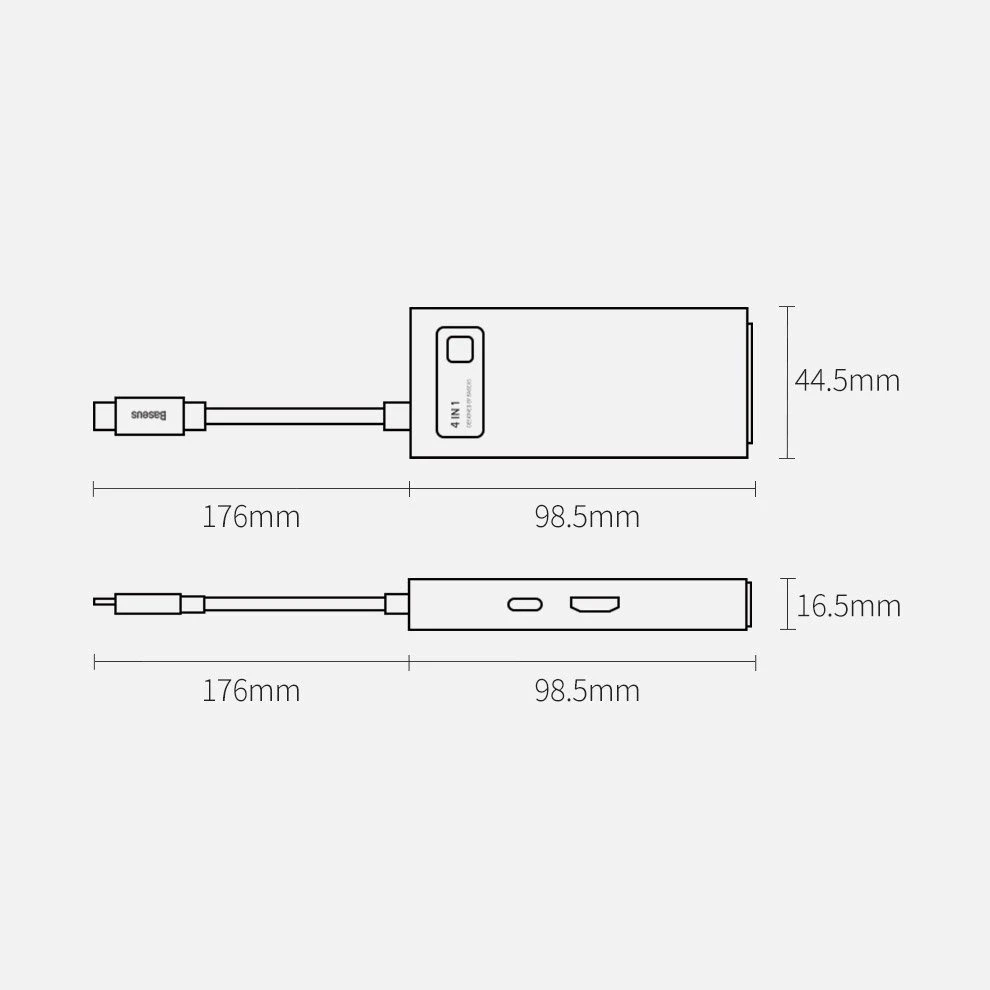Jungčių stotelė / adapteris USB C kištukas - 4 rūšių jungtys Metal Gleam BASEUS