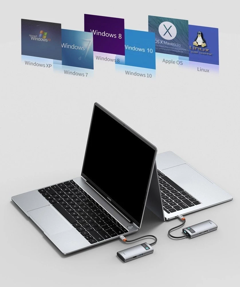 Jungčių stotelė / adapteris USB C kištukas - 4 rūšių jungtys Metal Gleam BASEUS