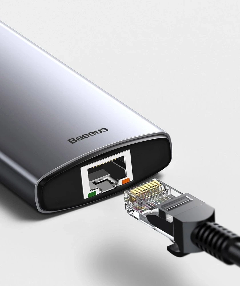 Baseus Metal Gleam serijos 6in1 šakotuvas USB-C - 3x USB 3.0 HDMI USB-C PD Ethernet RJ45