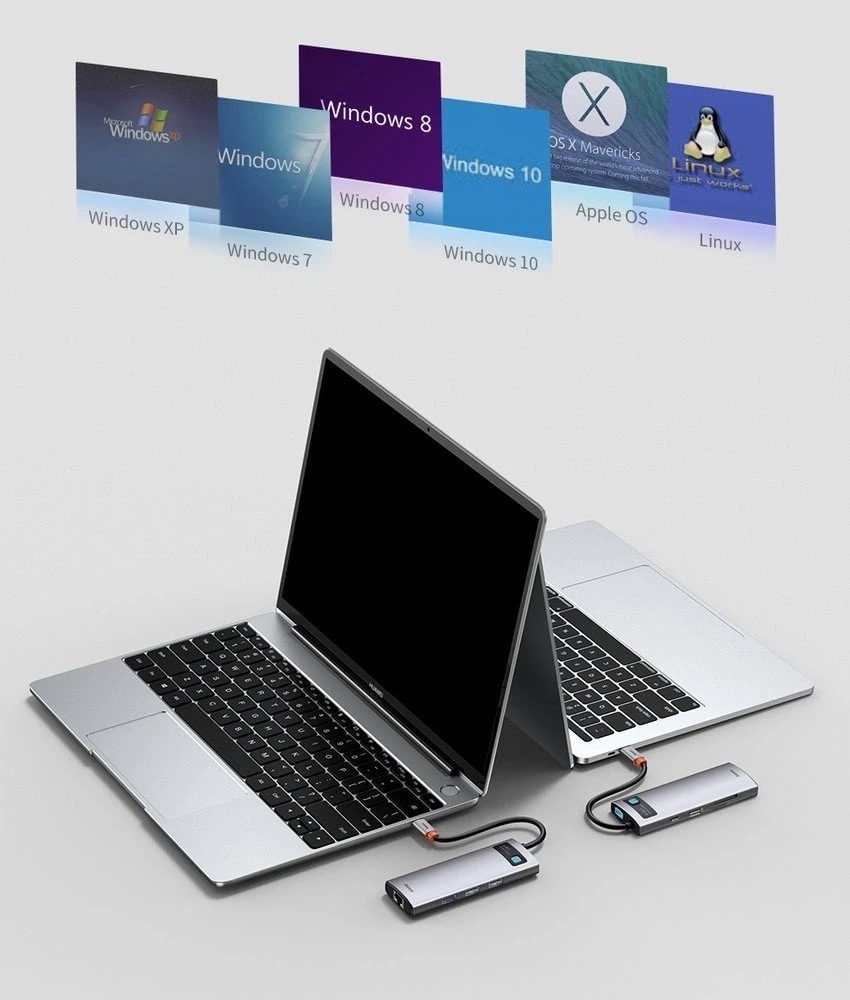 Jungčių stotelė / adapteris USB C kištukas - 8 rūšių jungtys Metal Gleam BASEUS