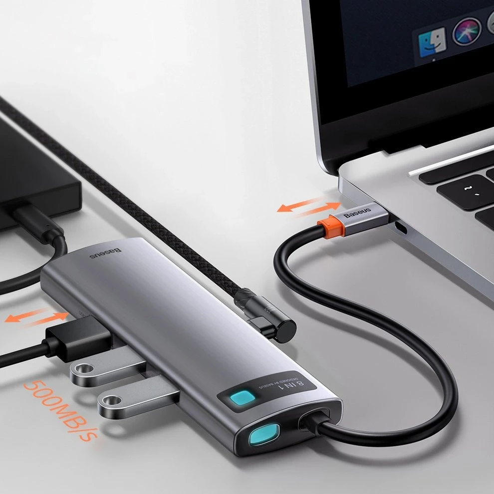 Jungčių stotelė / adapteris USB C kištukas - 8 rūšių jungtys Metal Gleam BASEUS