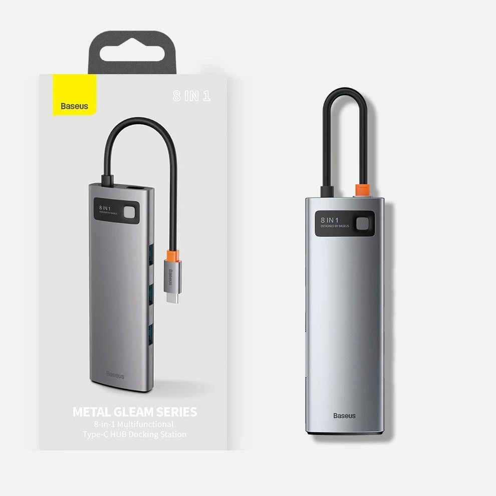 Jungčių stotelė / adapteris USB C kištukas - 8 rūšių jungtys Metal Gleam BASEUS