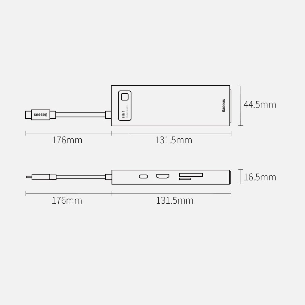 Jungčių stotelė / adapteris USB C kištukas - 8 rūšių jungtys Metal Gleam BASEUS