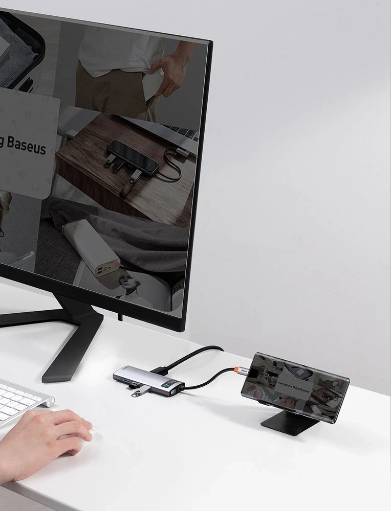 Jungčių stotelė / adapteris USB C kištukas - 8 rūšių jungtys Metal Gleam BASEUS