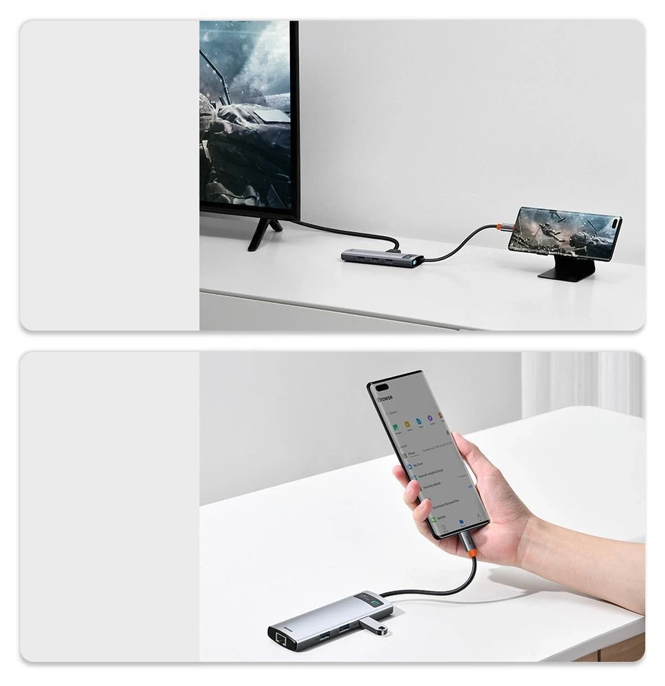 Jungčių stotelė / adapteris USB C kištukas - 8 rūšių jungtys Metal Gleam BASEUS