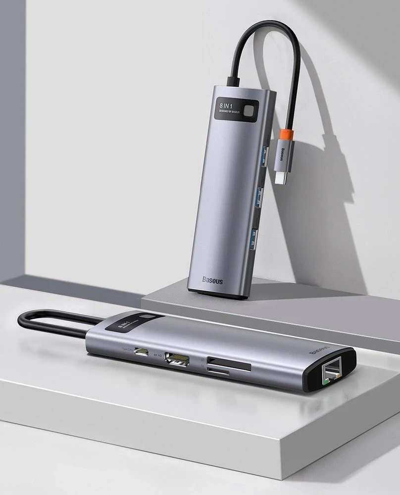 Jungčių stotelė / adapteris USB C kištukas - 8 rūšių jungtys Metal Gleam BASEUS
