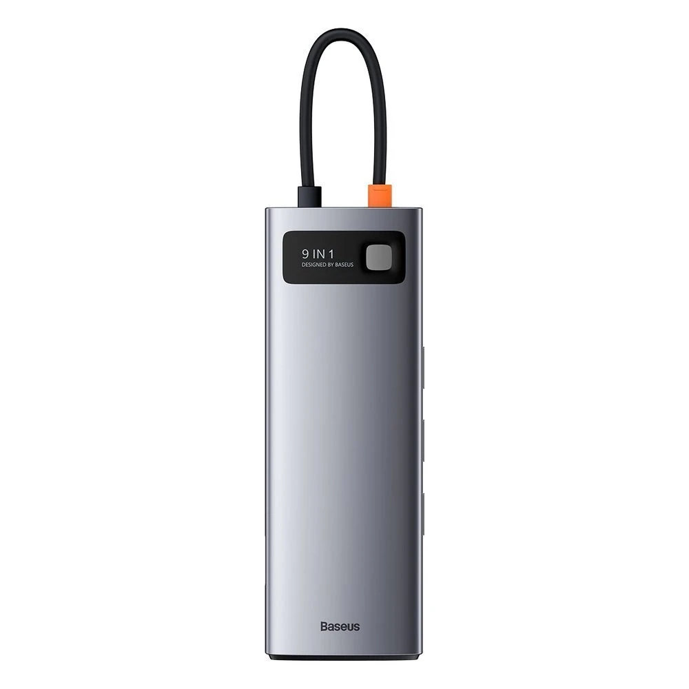 Šakotuvas 9in1 Baseus Metal Gleam Series, USB-C į 3x USB 3.0 + HDMI + USB-C PD + Ethernet RJ45 + Micro SD/SD + VGA