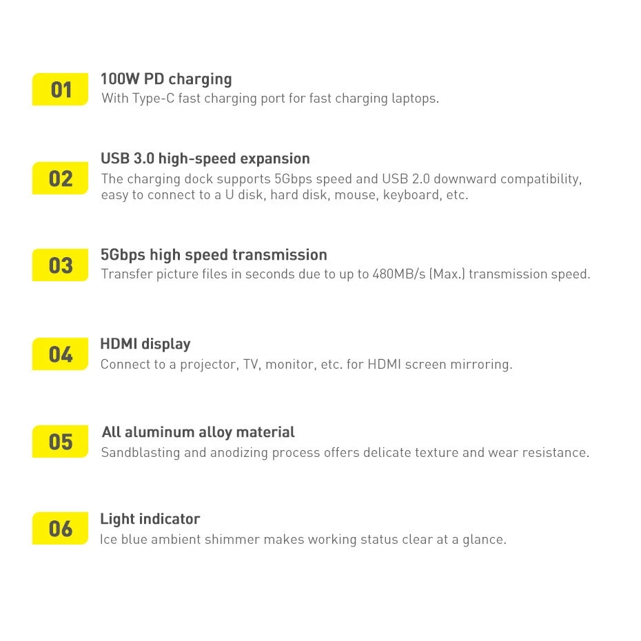 Baseus adapteris 5in1 USB-C šakotuvas 3x USB 3.0 + HDMI + USB-C PD