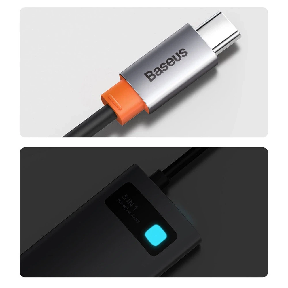 Baseus adapteris 5in1 USB-C šakotuvas 3x USB 3.0 + HDMI + USB-C PD