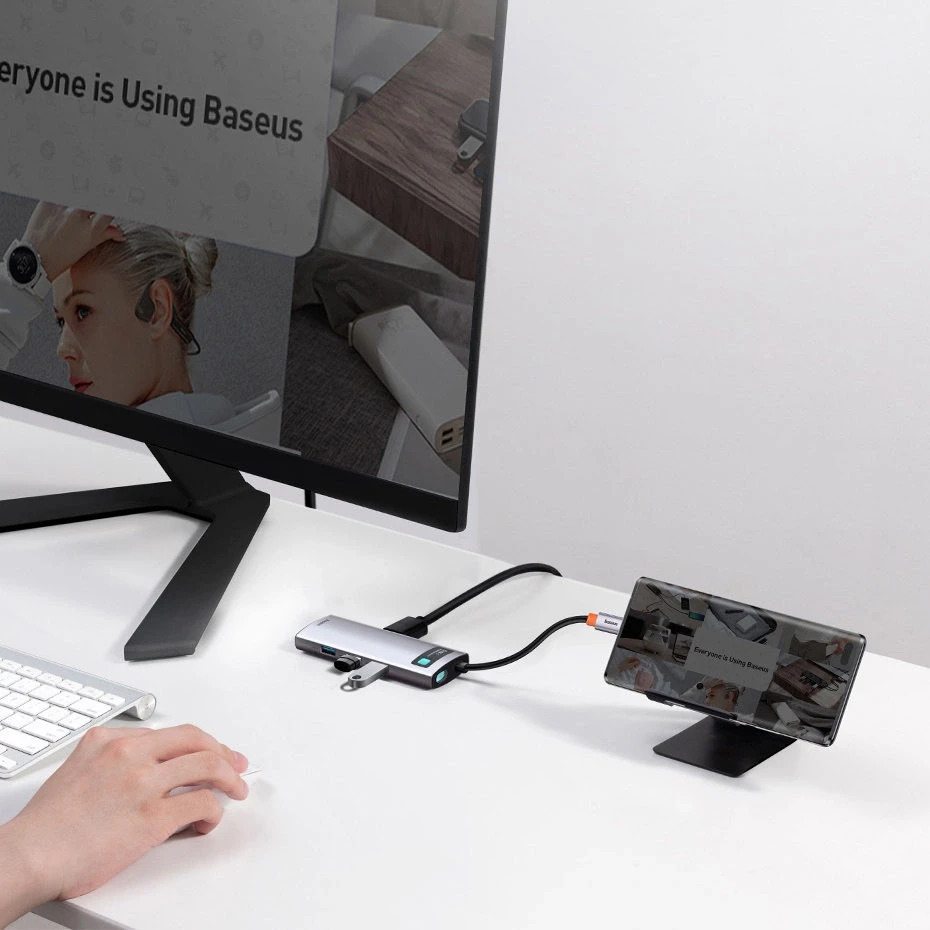 Baseus adapteris 5in1 USB-C šakotuvas 3x USB 3.0 + HDMI + USB-C PD