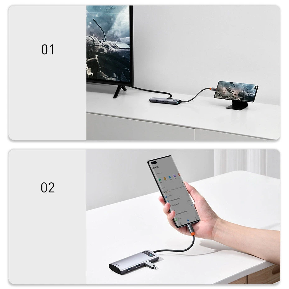 Baseus adapteris 5in1 USB-C šakotuvas 3x USB 3.0 + HDMI + USB-C PD