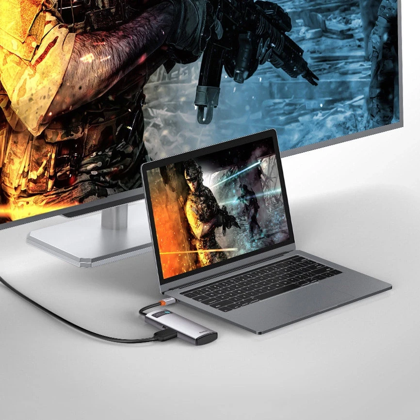 Baseus adapteris 5in1 USB-C šakotuvas 3x USB 3.0 + HDMI + USB-C PD