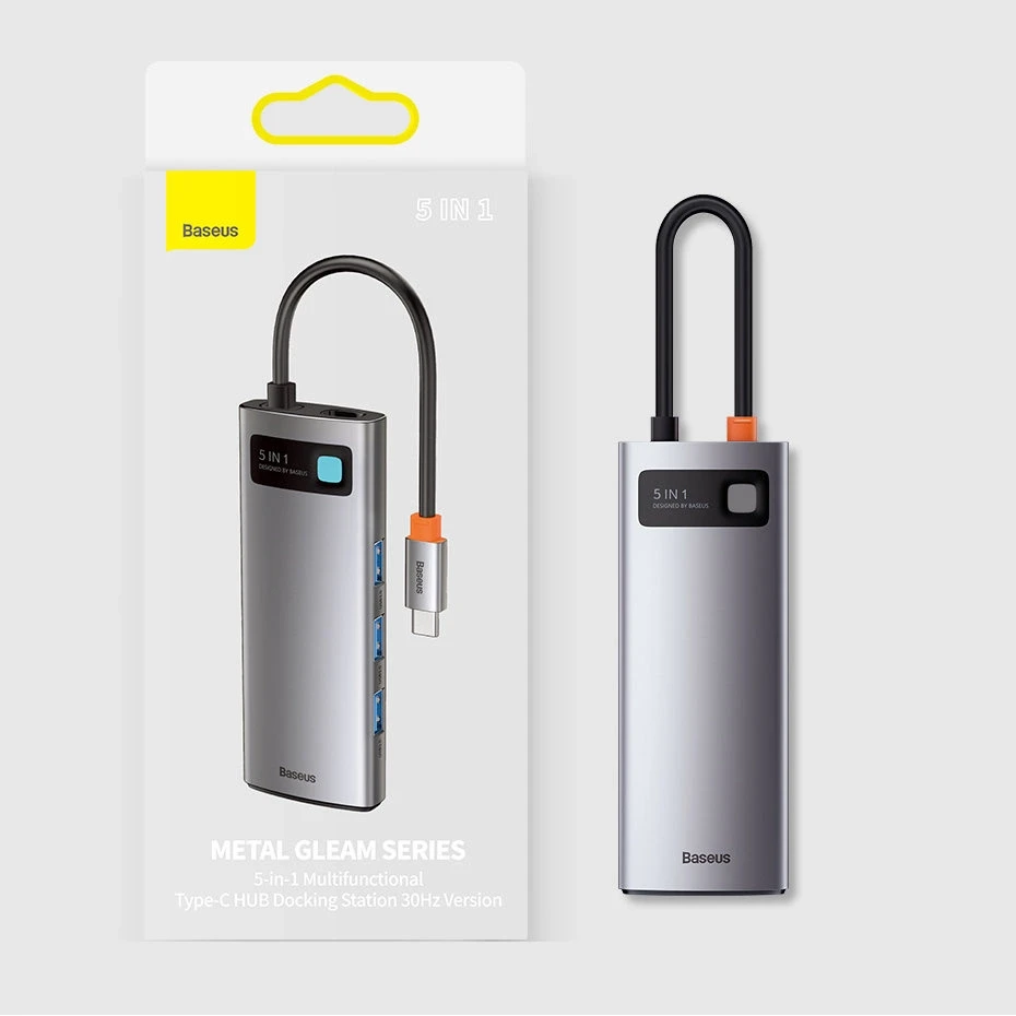 Baseus adapteris 5in1 USB-C šakotuvas 3x USB 3.0 + HDMI + USB-C PD