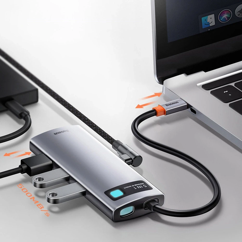 Baseus adapteris 5in1 USB-C šakotuvas 3x USB 3.0 + HDMI + USB-C PD