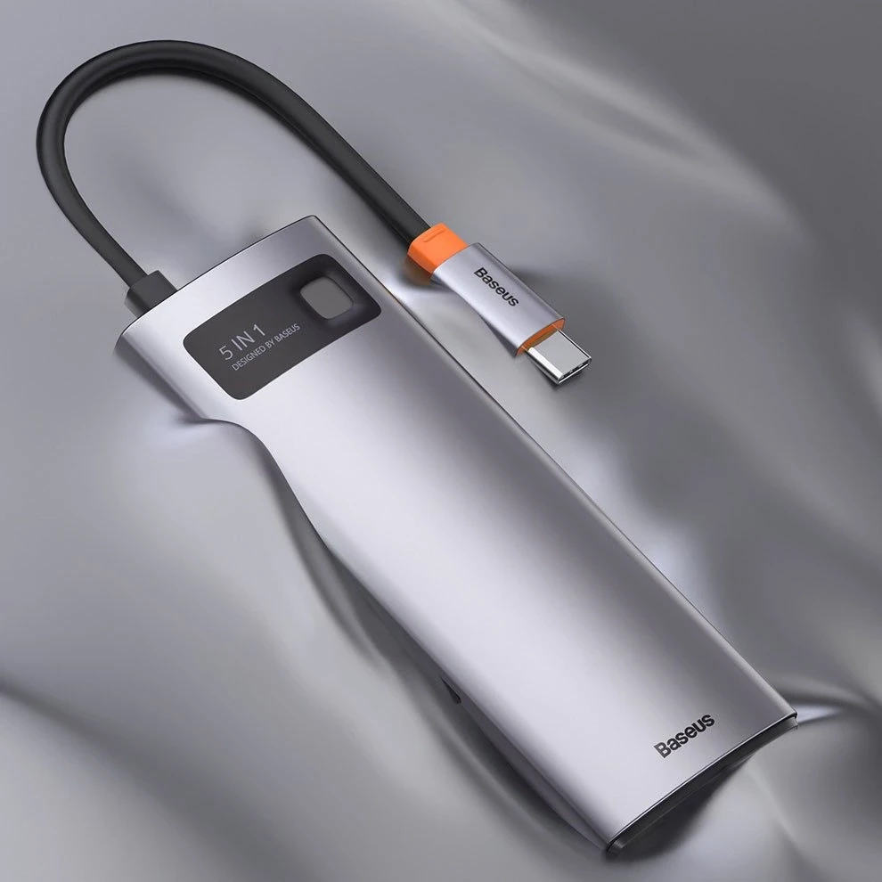 Baseus Metal Gleam serijos 5in1 stebulė, nuo USB-C iki 3x USB 3.0 + HDMI + USB-C PD