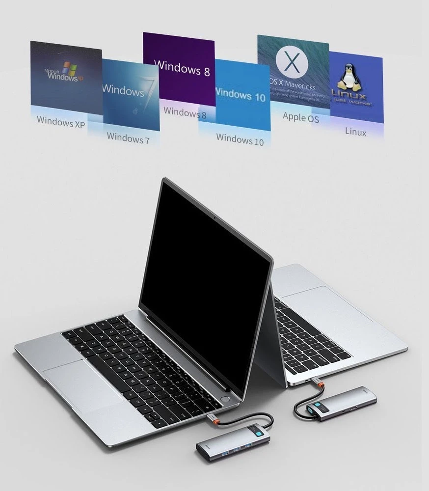 Baseus Metal Gleam serijos 5in1 stebulė, nuo USB-C iki 3x USB 3.0 + HDMI + USB-C PD