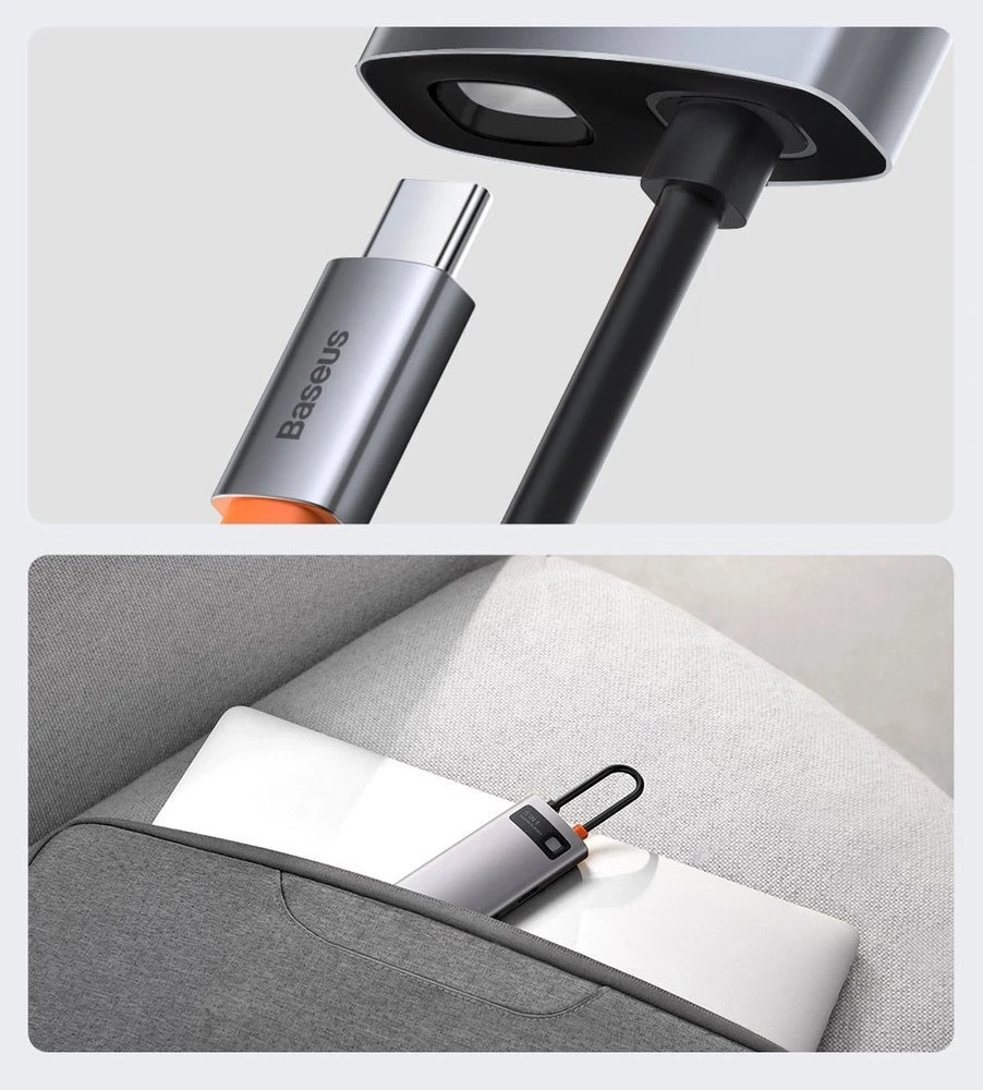 Baseus Metal Gleam serijos 5in1 stebulė, nuo USB-C iki 3x USB 3.0 + HDMI + USB-C PD