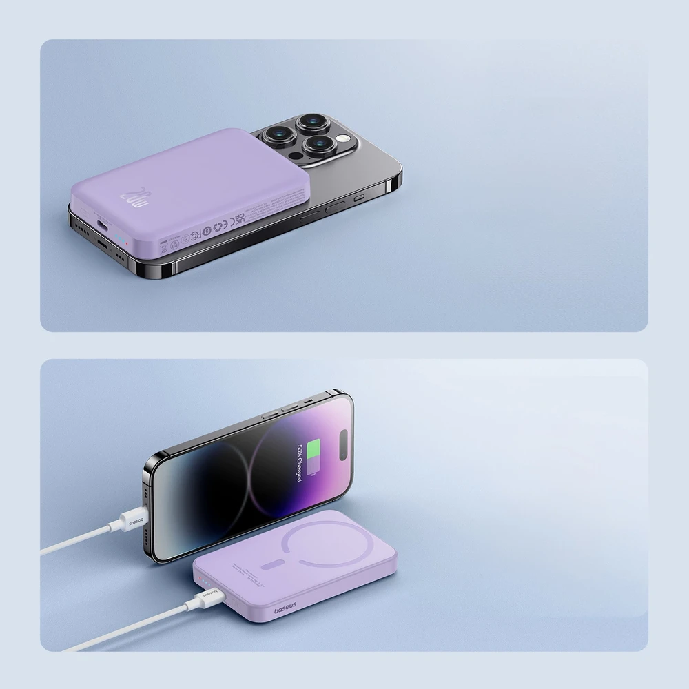 Magnetinis Mini Powerbank Baseus 5000mAh 20W (violetinė)