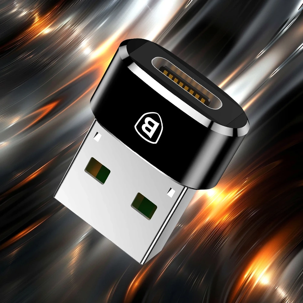 Baseus USB-C – USB-A adapteris 3A – Juodas