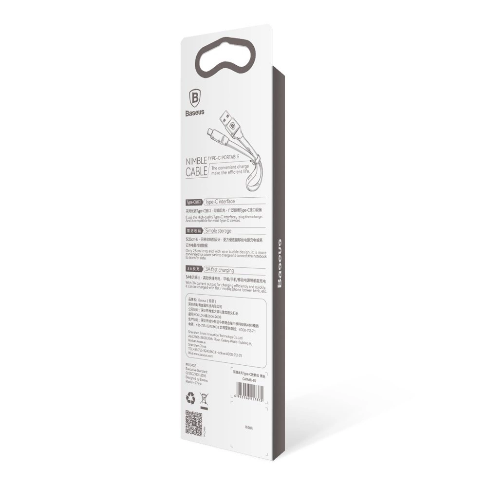 Baseus CATMBJ-01 Nimble USB-C Portable kabelis 23cm juodos spalvos