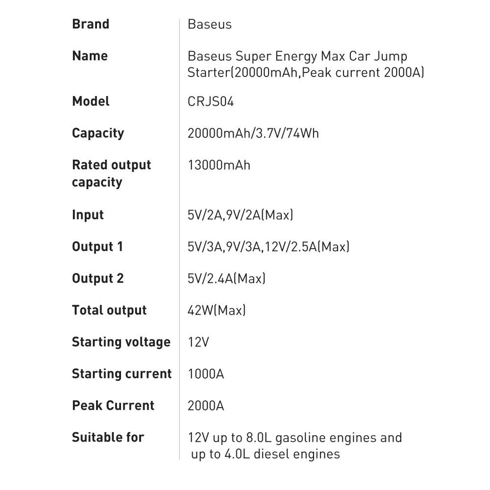 Powerbank Baseus Car Jump Super Starter