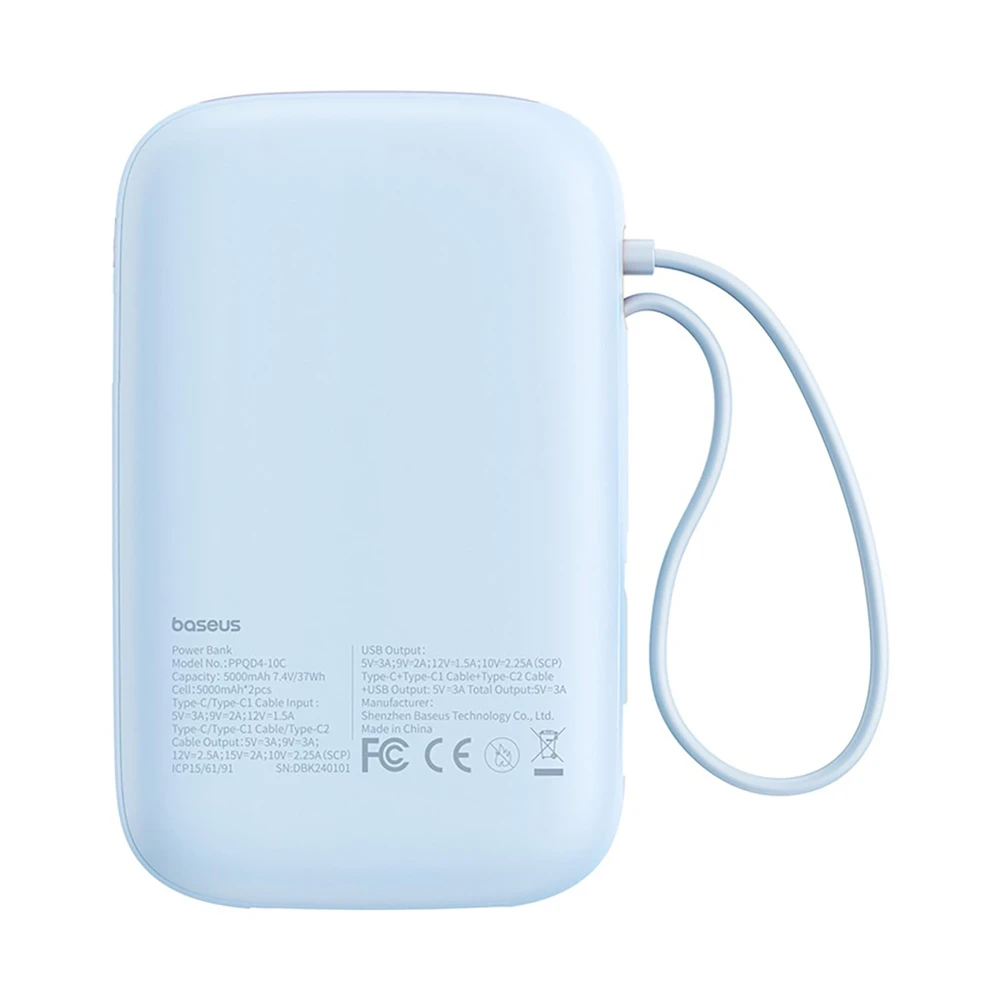 Powerbank Baseus QPow 2 10000mAh 30W 2xUSB-C (mėlyna)