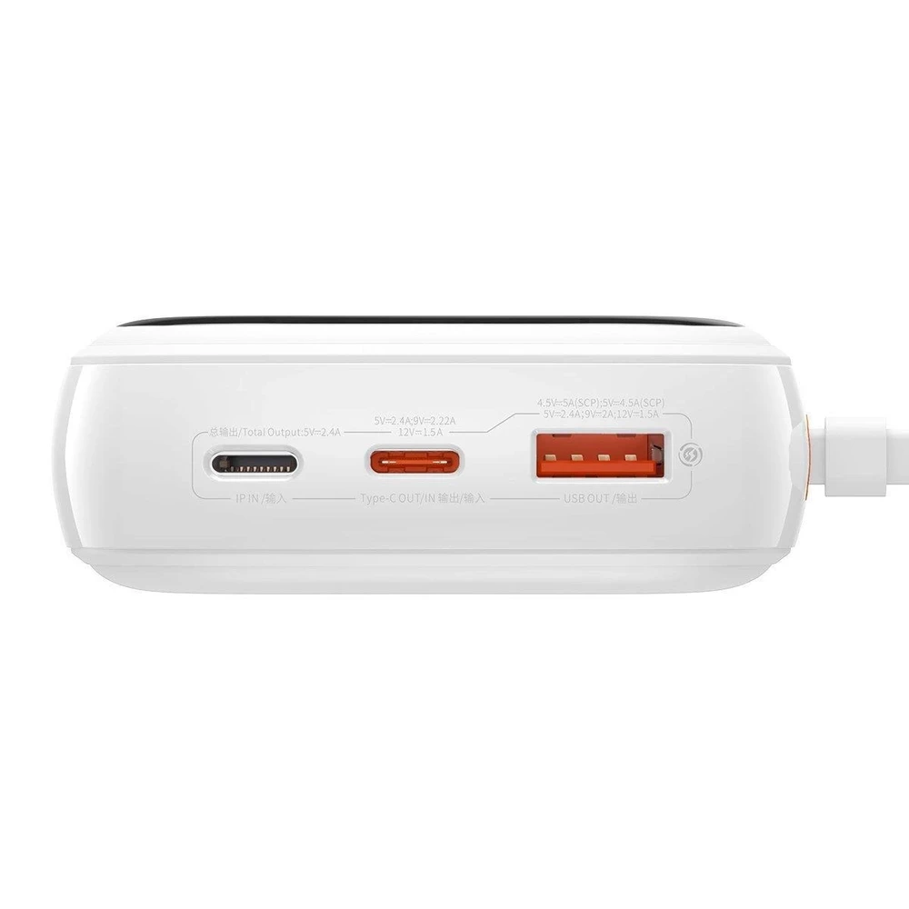 Baseus Qpow PRO Powerbank kabelis, 20000mAh, 20W (balta)