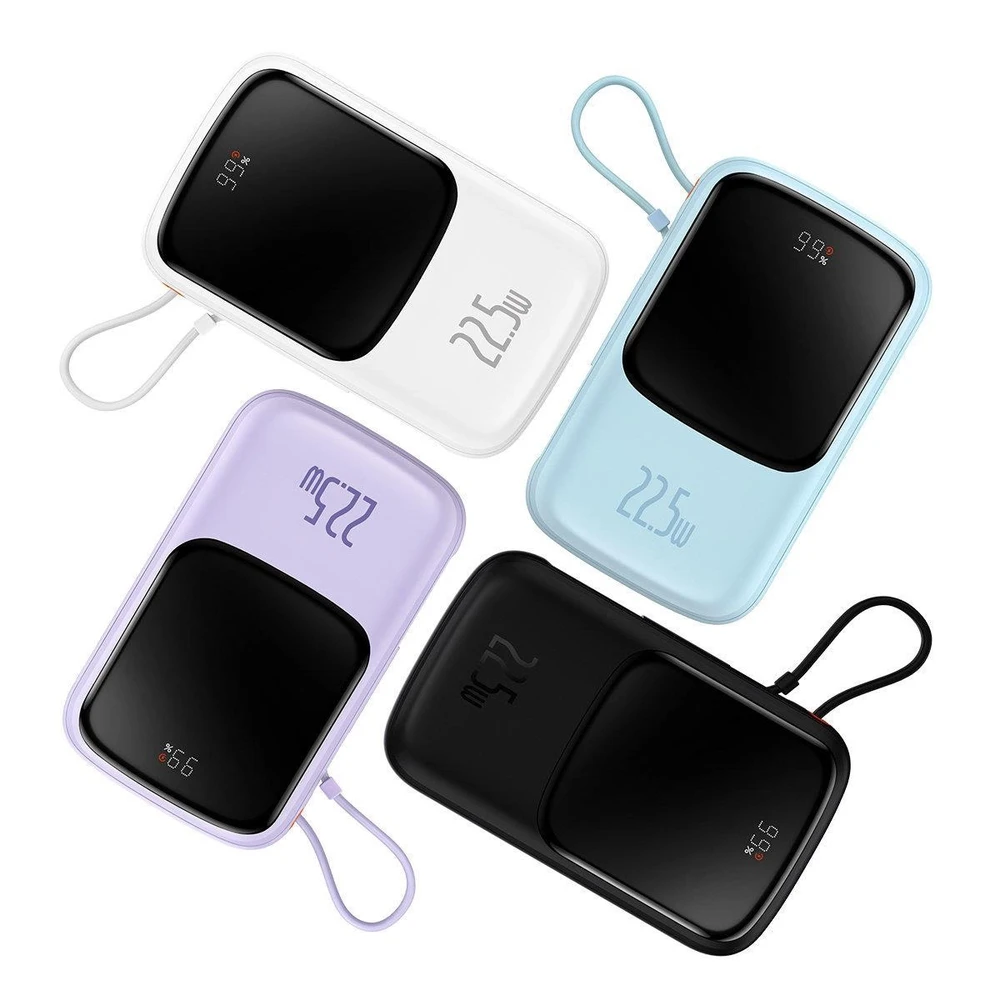 Powerbank Baseus Qpow PRO su laidu, 10000mAh, 22.5W (juodas)