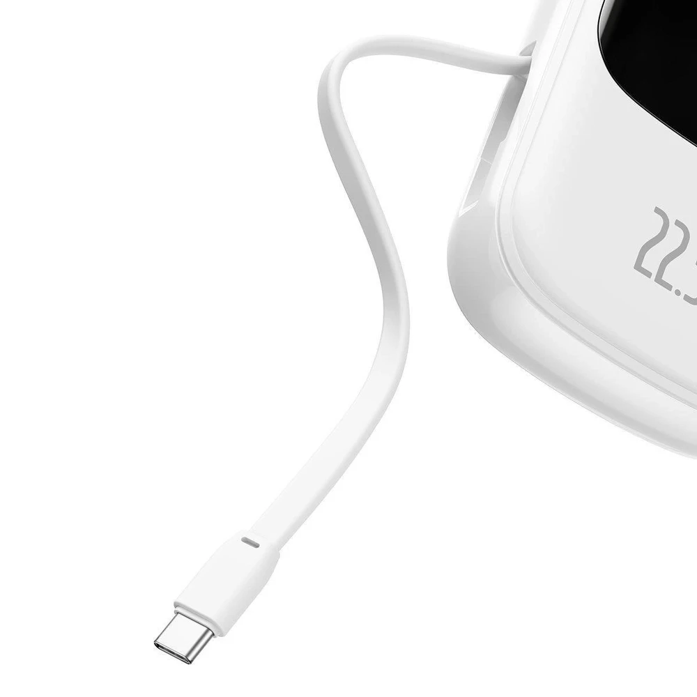 Powerbank Baseus Qpow PRO su laidu, 20000mAh, 22.5W (balta)