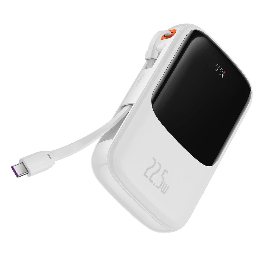 Powerbank Baseus Qpow PRO su kabeliu, 10000mAh, 22.5W (balta)