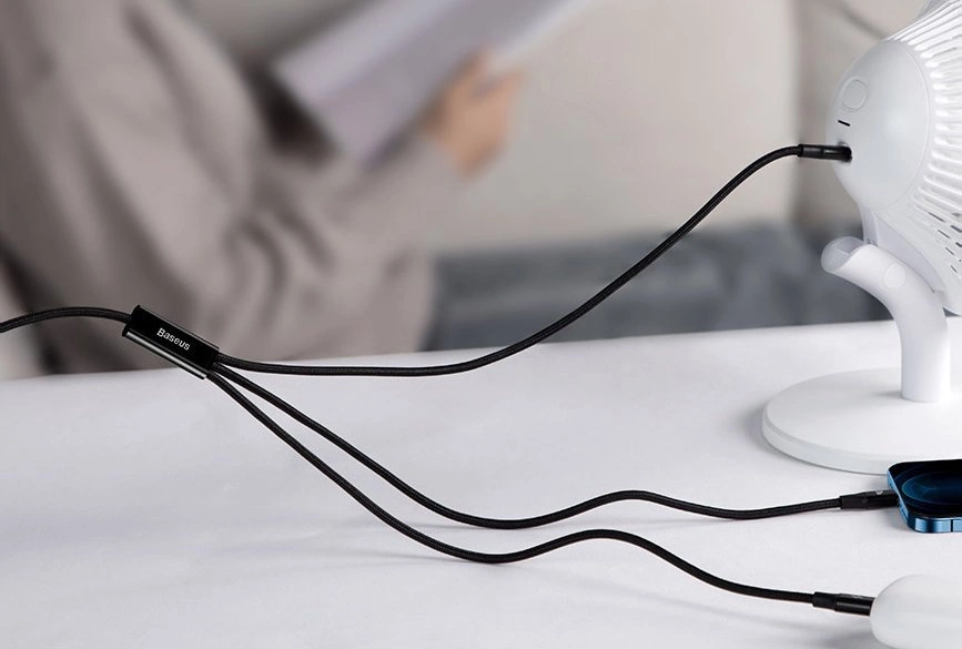 Baseus Rapid serijos Micro USB + Lightning + USB-C kabelis skirtas M+L+T 20W 1.5m – Žalias