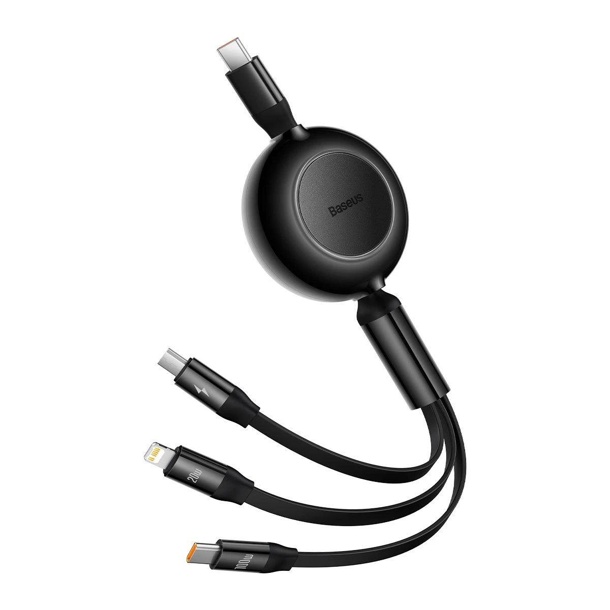 USB laidas Baseus Bright Mirror 2 Type-C į MicroUSB/Type-C/Lightning 3.5A 1.1m juodas CAMJ010201
