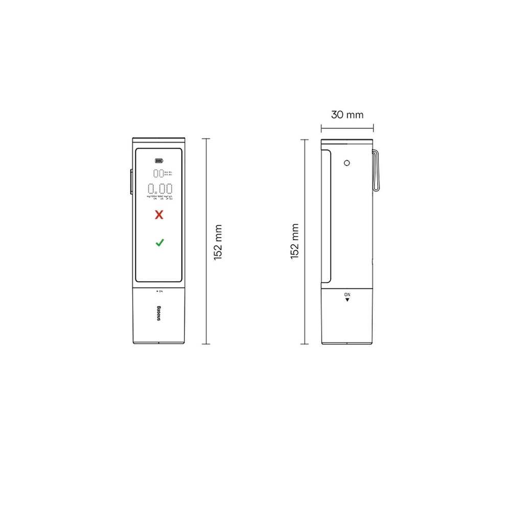 Baseus SafeJourney Pro elektroninis alkotesteris bekontaktis (pilkas)