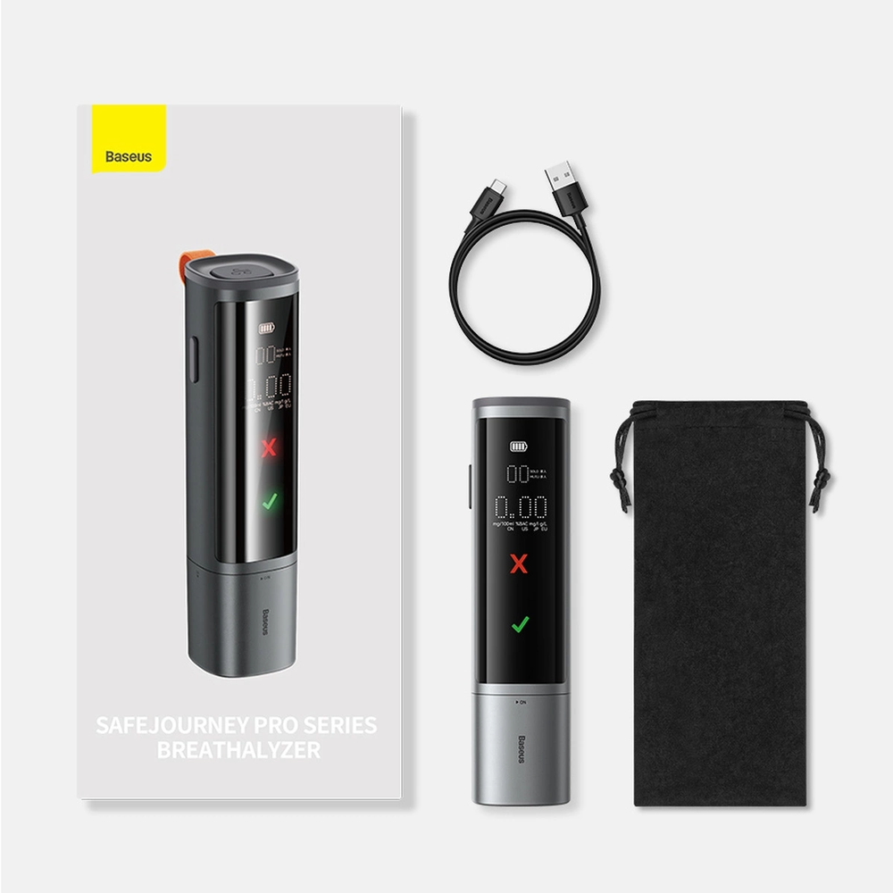 Baseus SafeJourney Pro elektroninis alkotesteris bekontaktis (pilkas)